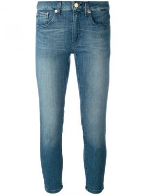 Укороченные джинсы с потертостями Michael Kors. Цвет: синий