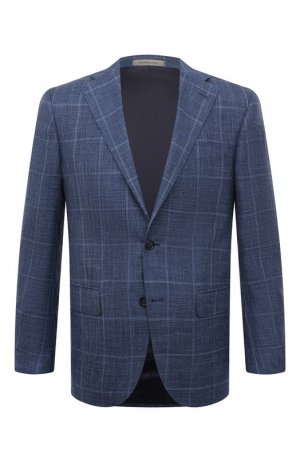 Пиджак из шерсти и шелка Corneliani. Цвет: синий