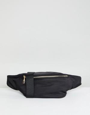 Большая сумка-кошелек на пояс ASOS DESIGN. Цвет: черный