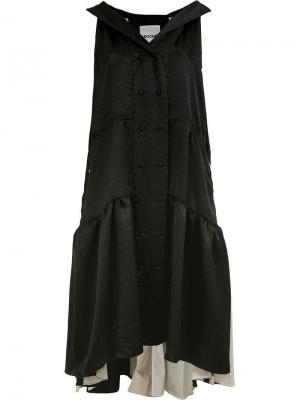 Длинное платье двубортного фасона Koché. Цвет: черный