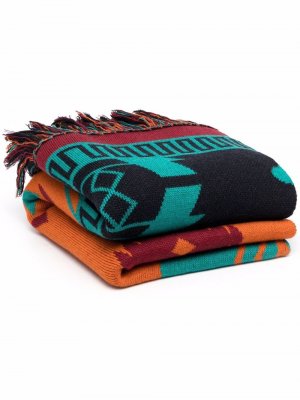 Жаккардовое одеяло с орнаментом Alanui. Цвет: оранжевый