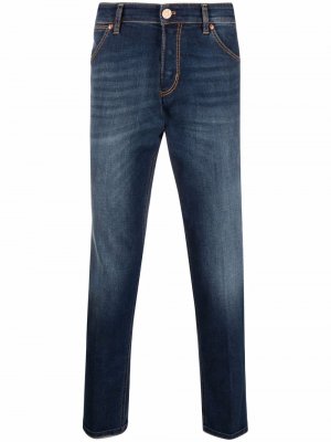 Прямые джинсы с эффектом потертости Pt05. Цвет: синий