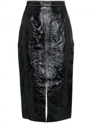 Приталенная кожаная юбка с высокой талией Birch Roland Mouret. Цвет: черный