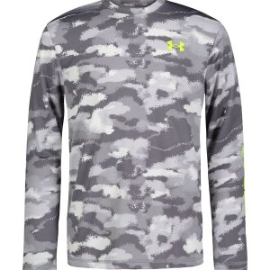 Рубашка с длинными рукавами и логотипом dissolve camo logo upf — для мальчиков, серый Under Armour