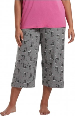 Пижамные брюки-капри размера Sweet Kitty больших размеров HUE, цвет Medium Heather Grey Hue