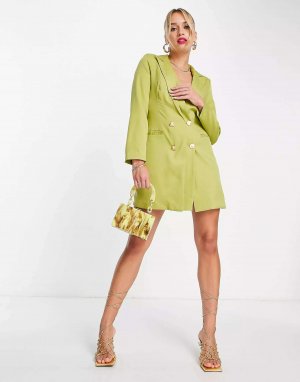 Приталенное мини-платье-блейзер оливкового цвета Extro & Vert
