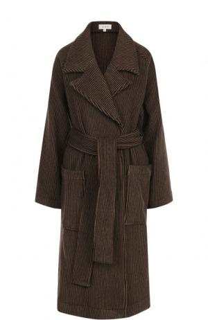 Пальто из смеси шерсти и кашемира с поясом Isa Arfen. Цвет: коричневый