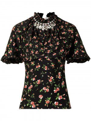 Блузка с цветочным принтом Paco Rabanne. Цвет: черный