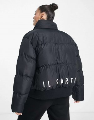 Черная пуховая куртка с логотипом на спине Il Sarto. Цвет: черный