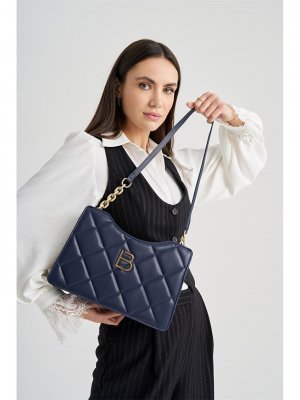Кожаная стеганая женская сумка через плечо с рисунком , темно-синий Lucky Bees