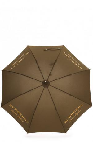 Зонт-трость с логотипом бренда Burberry. Цвет: оливковый
