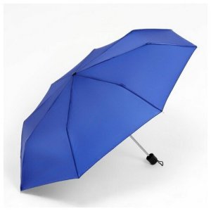 Зонт механический Однотонный, 3 сложения, 8 спиц, R = 48 см, цвет синий Queen fair