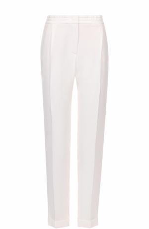 Шелковые брюки прямого кроя с защипами и эластичным поясом Loro Piana. Цвет: белый