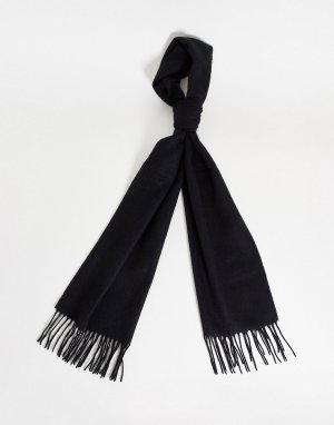 Черный шарф из смесовой овечьей шерсти -Черный цвет ASOS DESIGN