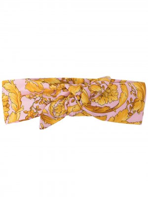 Шелковая повязка на голову с принтом Barocco Versace. Цвет: розовый