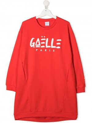Платье-толстовка с логотипом Gaelle Paris Kids. Цвет: красный