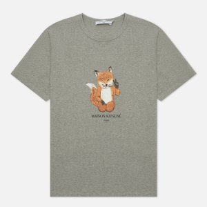 Мужская футболка All Right Fox Print Classic Maison Kitsune. Цвет: серый