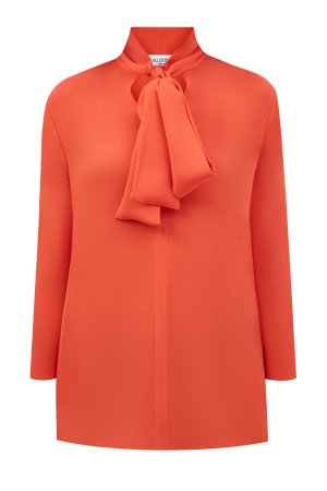 Шелковая блуза из коллекции Neonature с рукавами-клеш VALENTINO. Цвет: оранжевый