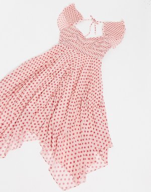 Платье мини в горошек цвета фуксии Power of Love-Розовый цвет Talulah