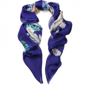 Шелковый платок с цветочным принтом Emilio Conte. Цвет: синий
