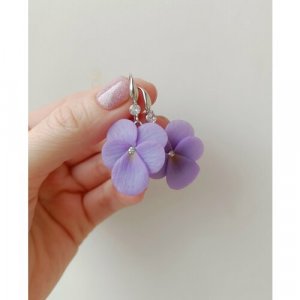 Серьги , размер/диаметр 25 мм, лиловый Blossom. Цвет: лиловый