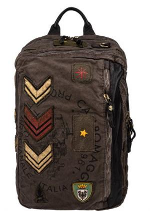 Сумка-рюкзак из текстиля с оригинальным декором Campomaggi. Цвет: серый