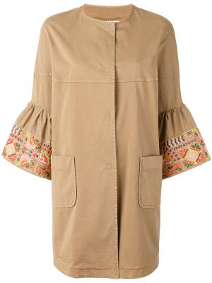 Пальто с укороченными рукавами Bazar Deluxe. Цвет: коричневый