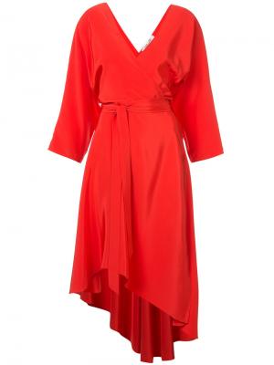 Платье асимметричного кроя с запахом Dvf Diane Von Furstenberg. Цвет: красный