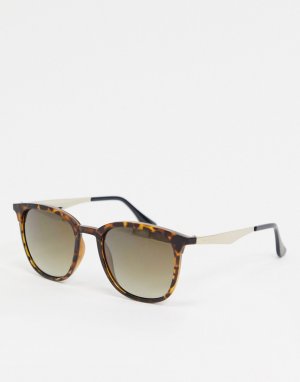 Солнцезащитные очки в квадратной черепаховой оправе -Коричневый Esprit