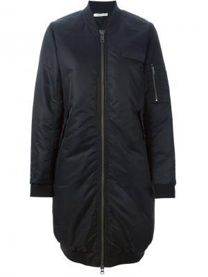 Удлиненная куртка-бомбер 6397. Цвет: чёрный