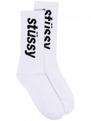 Носки с вышитым логотипом Stussy. Цвет: белый