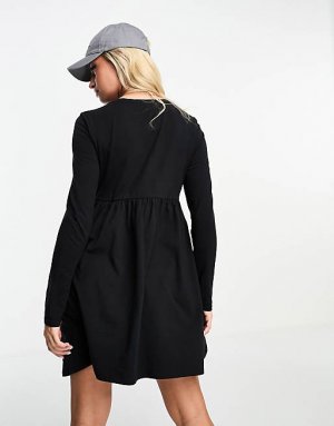 Черное платье мини с длинными рукавами Maternity Threadbare