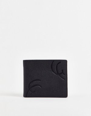 Бумажник двойного сложения из натуральной кожи с тиснением -Черный Gianni Feraud