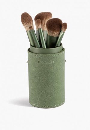 Набор кистей для макияжа Inglot Brush set makeup tube, 6 шт.. Цвет: зеленый
