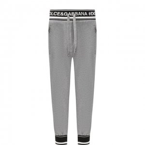 Укороченные хлопковые брюки с логотипом бренда Dolce & Gabbana. Цвет: серый