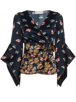 Блузка с запахом и цветочным принтом Peter Pilotto. Цвет: синий