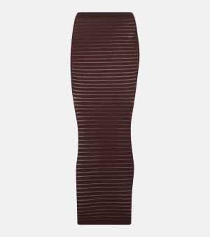 Полосатая юбка макси, коричневый Alaïa