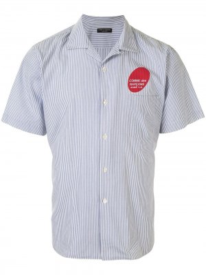 Полосатая рубашка с короткими рукавами и логотипом Comme Des Garçons Pre-Owned. Цвет: синий