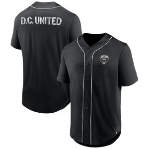 Мужская модная бейсбольная майка на пуговицах черного цвета с логотипом DC United третьего периода Fanatics