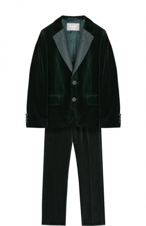 Хлопковый костюм с однобортным пиджаком Il Gufo. Цвет: зелёный