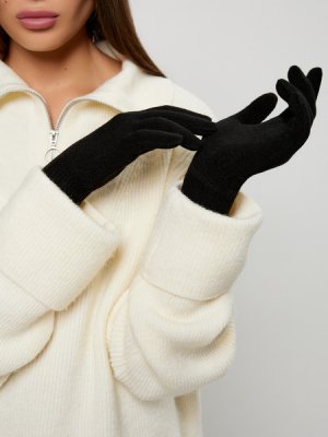 Перчатки с отворотом Zarina. Цвет: черный