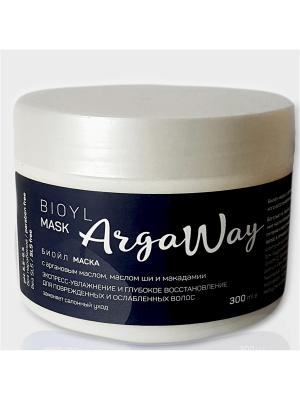 Биойл-маска с аргановым маслом, маслом ши и макадамии для поврежденных ослабленных волос ARGAWAY. Цвет: кремовый