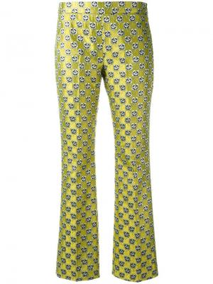 Жаккардовые брюки с цветочным принтом Giamba. Цвет: зелёный