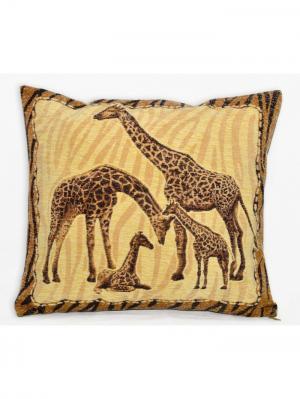 Декоративная наволочка Жирафы(шенил) 43х45 см гобелен Рапира. Цвет: бежевый, коричневый