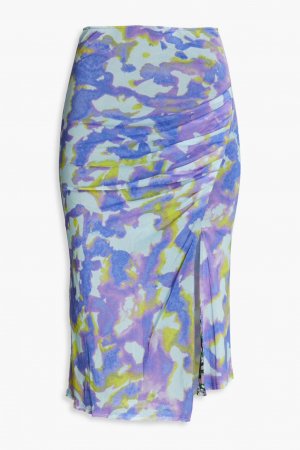 Двусторонняя юбка Dariella из эластичной сетки со сборками и принтом, сирень Diane von Furstenberg