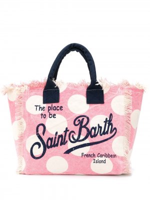 Пляжная сумка в горох с логотипом Mc2 Saint Barth. Цвет: розовый