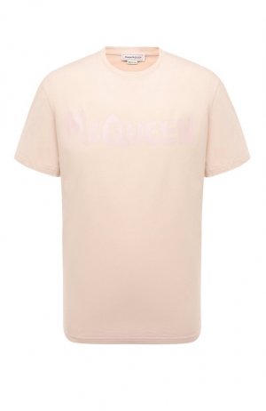 Хлопковая футболка Alexander McQueen. Цвет: розовый