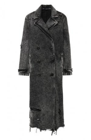 Двубортное пальто Denim X Alexander Wang. Цвет: темно-серый