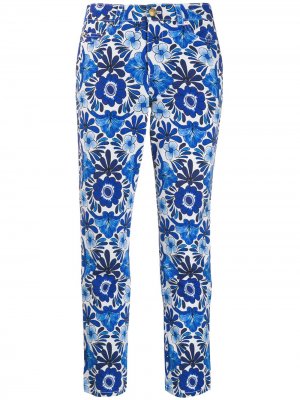 Укороченные джинсы с цветочным принтом Escada. Цвет: синий