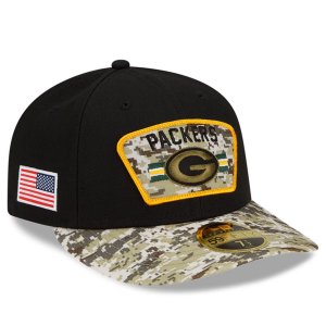Мужская шляпа New Era Black/Camo Green Bay Packers 2021 Salute To Service Low Profile 59FIFTY